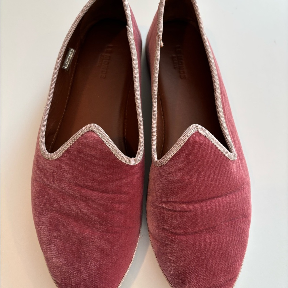 Le Monde Beryl Women's Velvet Loafers in Pink size 39